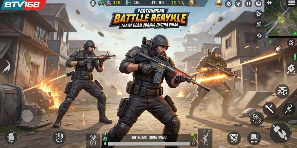Tampilan dinamis dari gameplay BTV168 dalam pertarungan intens.