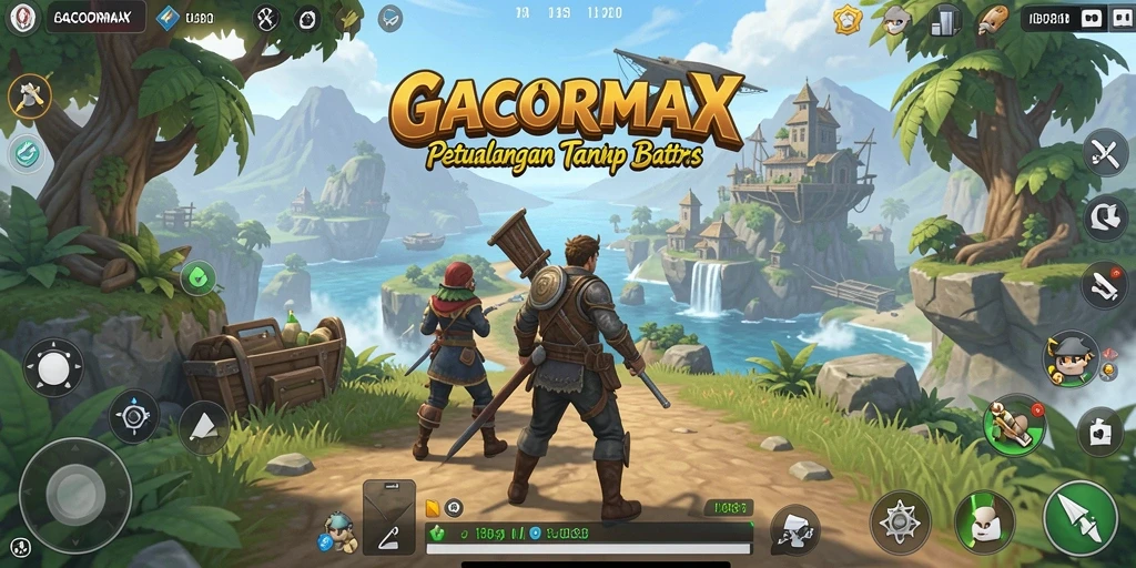 Screenshot GACORMAX menunjukkan pemain menjelajahi dunia terbuka yang luas.