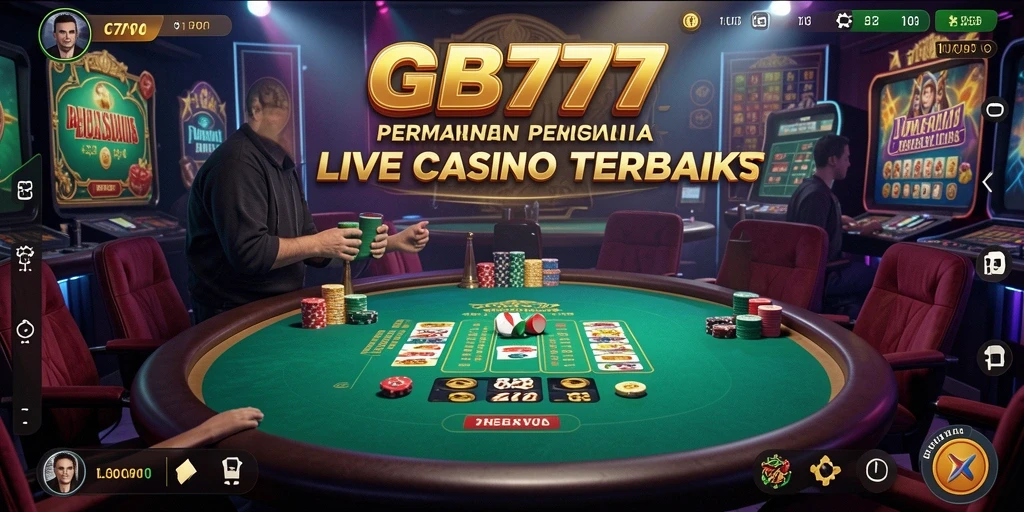 Tampilan screenshot utama GB777 menunjukkan dealer langsung dalam permainan Live Casino.