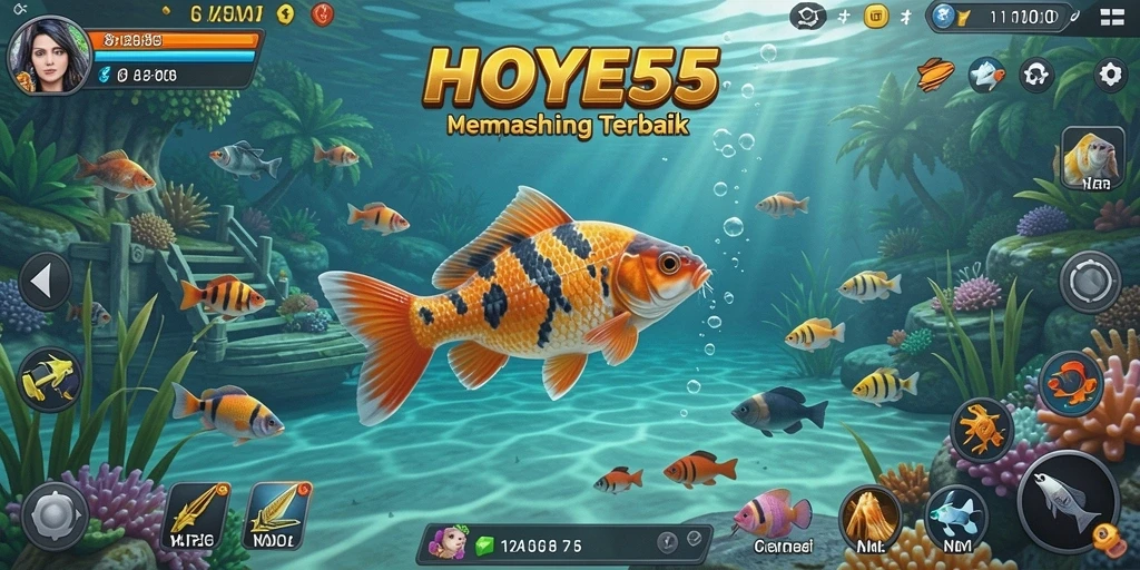 Screenshot utama dari gameplay memancing HOYE55 yang seru.