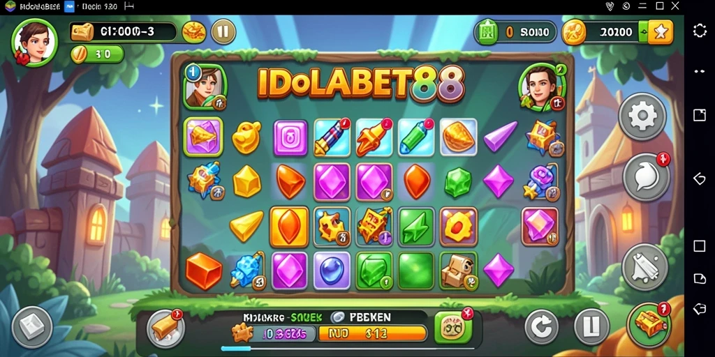Tangkapan layar IDOLABET88 menampilkan gameplay seru permainan Match-3.