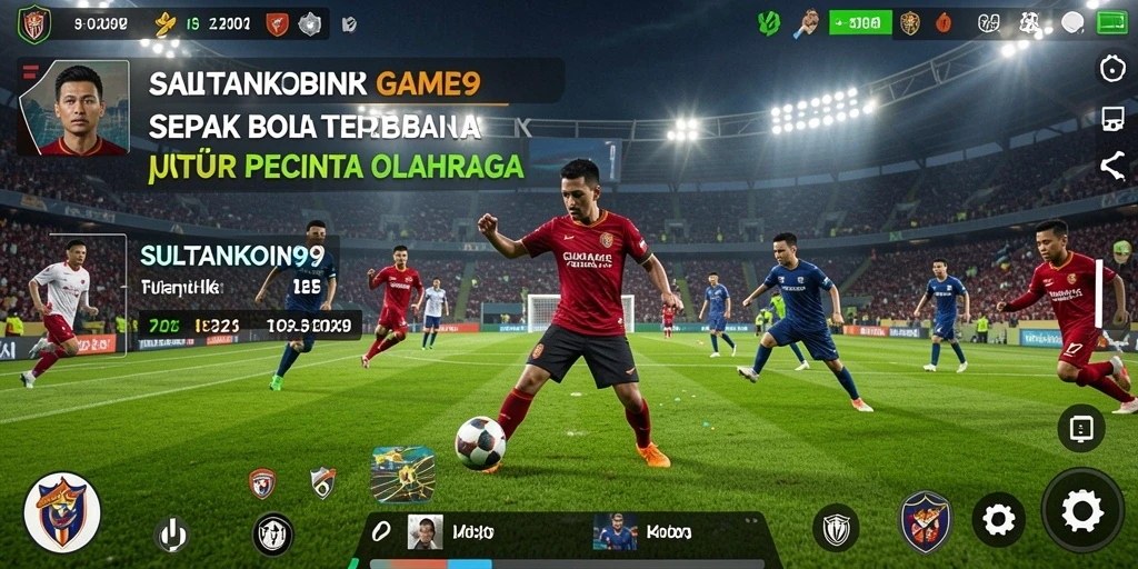 Screenshot utama SULTANKOIN99 yang menampilkan aksi sepak bola yang seru.