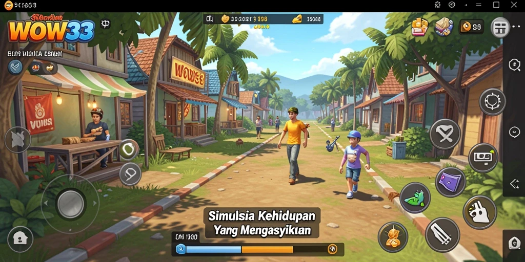 Gameplay WOW33 menunjukkan interaksi karakter dalam simulasi kehidupan.